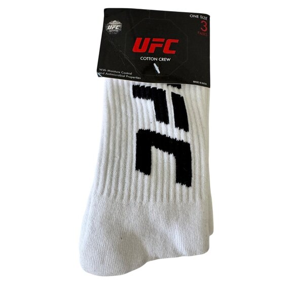 3- UFC Crew Socks White Black NWT Cotton Antimicrobial Moisture Control - Picture 3 of 5